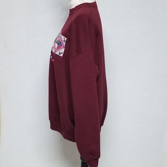 VINTAGE 80s Santee Pluma Maroon Hearts Sweatshirt - Picture 7 of 13